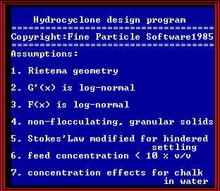 Hydrocyclone design opening screen